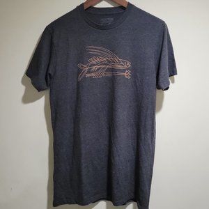 Patagonia - Flying Fish Trident Men's T Shirt Size Medium Slim Fit Gray